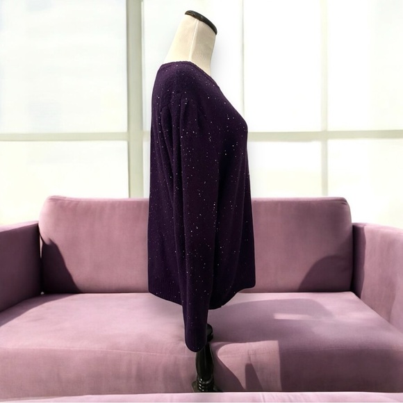 Liz Claiborne XL Purple Sequin Sweater Holiday Fall Winter Christmas - Picture 3 of 6